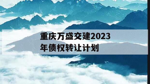 重庆万盛交建2023年债权转让计划