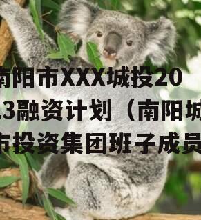 南阳市XXX城投2023融资计划（南阳城市投资集团班子成员）