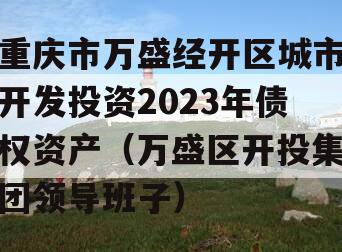 重庆市万盛经开区城市开发投资2023年债权资产（万盛区开投集团领导班子）