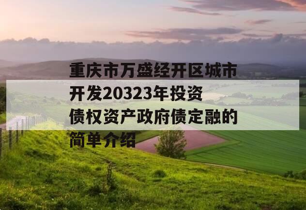 重庆市万盛经开区城市开发20323年投资债权资产政府债定融的简单介绍