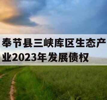 奉节县三峡库区生态产业2023年发展债权