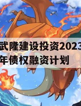 武隆建设投资2023年债权融资计划