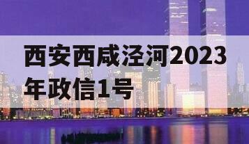 西安西咸泾河2023年政信1号