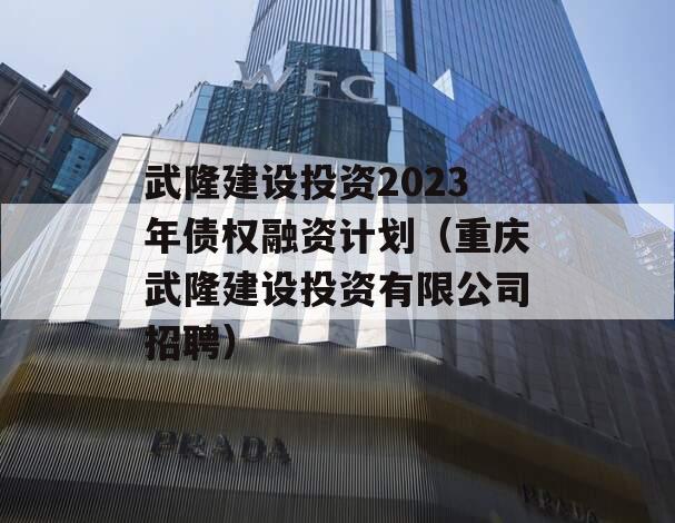 武隆建设投资2023年债权融资计划（重庆武隆建设投资有限公司招聘）