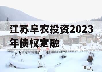 江苏阜农投资2023年债权定融