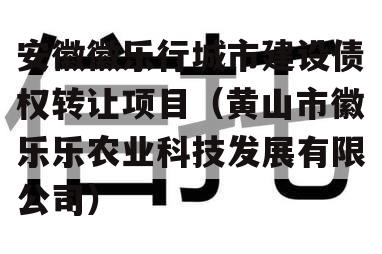 安徽徽乐行城市建设债权转让项目（黄山市徽乐乐农业科技发展有限公司）