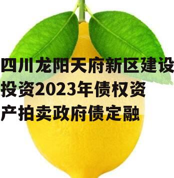 四川龙阳天府新区建设投资2023年债权资产拍卖政府债定融