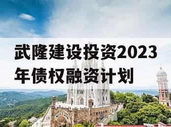 武隆建设投资2023年债权融资计划