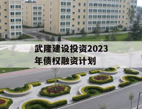 武隆建设投资2023年债权融资计划