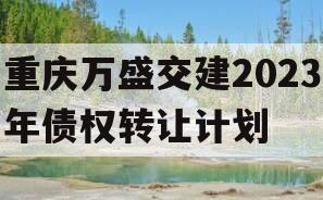 重庆万盛交建2023年债权转让计划