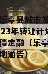 四川乐亭县城市发展债权2023年转让计划政府债定融（乐亭政府网征地通告）