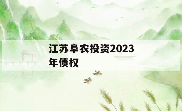 江苏阜农投资2023年债权