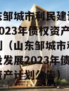 山东邹城市利民建设发展2023年债权资产计划（山东邹城市利民建设发展2023年债权资产计划公告）