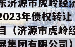 山东济源市虎岭经济发展2023年债权转让项目（济源市虎岭经济发展集团有限公司）