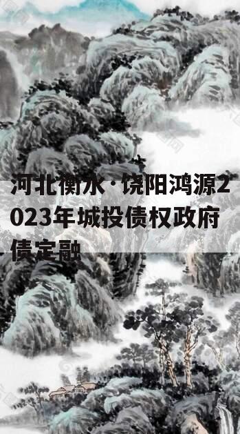 河北衡水·饶阳鸿源2023年城投债权政府债定融