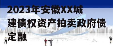 2023年安徽XX城建债权资产拍卖政府债定融