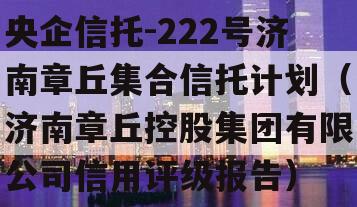 央企信托-222号济南章丘集合信托计划（济南章丘控股集团有限公司信用评级报告）