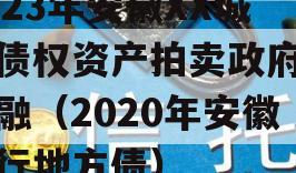 2023年安徽XX城建债权资产拍卖政府债定融（2020年安徽发行地方债）