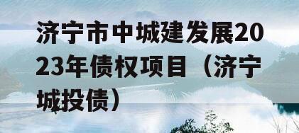 济宁市中城建发展2023年债权项目（济宁城投债）