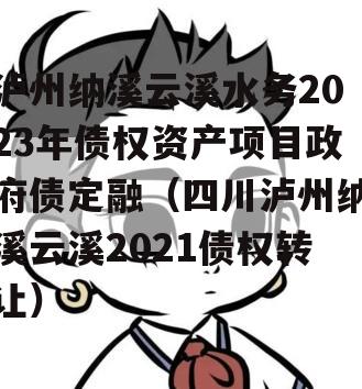 泸州纳溪云溪水务2023年债权资产项目政府债定融（四川泸州纳溪云溪2021债权转让）