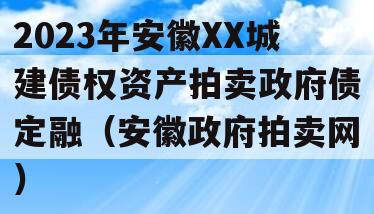 2023年安徽XX城建债权资产拍卖政府债定融（安徽政府拍卖网）