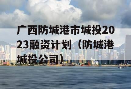 广西防城港市城投2023融资计划（防城港城投公司）