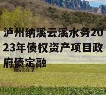 泸州纳溪云溪水务2023年债权资产项目政府债定融