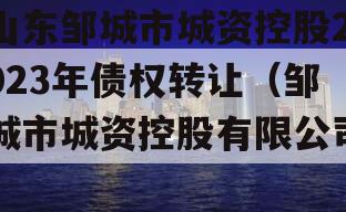 山东邹城市城资控股2023年债权转让（邹城市城资控股有限公司）