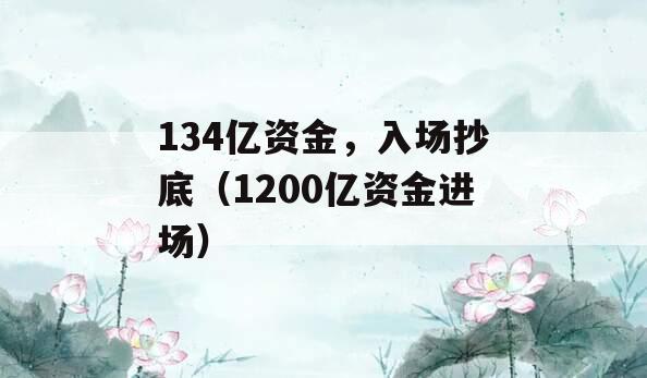 134亿资金，入场抄底（1200亿资金进场）