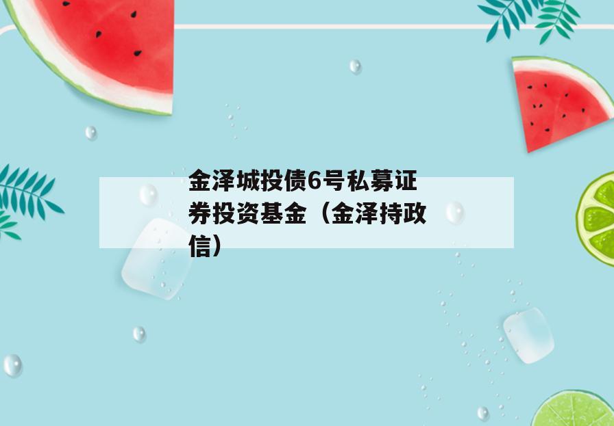 金泽城投债6号私募证券投资基金（金泽持政信）