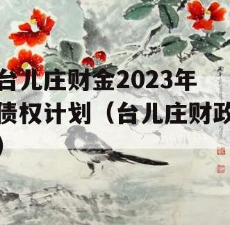 台儿庄财金2023年债权计划（台儿庄财政）