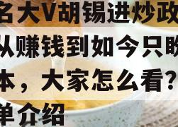 知名大V胡锡进炒政信，从赚钱到如今只盼望回本，大家怎么看？的简单介绍