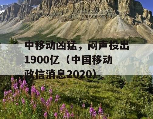 中移动凶猛，闷声投出1900亿（中国移动政信消息2020）