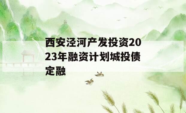 西安泾河产发投资2023年融资计划城投债定融