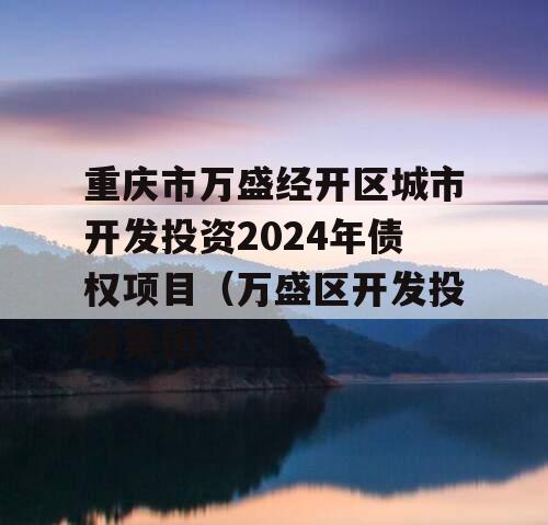 重庆市万盛经开区城市开发投资2024年债权项目（万盛区开发投资集团）