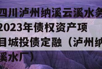 四川泸州纳溪云溪水务2023年债权资产项目城投债定融（泸州纳溪水厂）