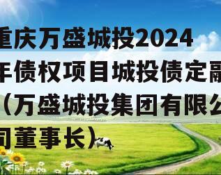 重庆万盛城投2024年债权项目城投债定融（万盛城投集团有限公司董事长）