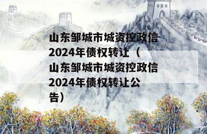 山东邹城市城资控政信2024年债权转让（山东邹城市城资控政信2024年债权转让公告）