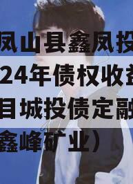 广西凤山县鑫凤投资发展2024年债权收益权项目城投债定融（凤山县鑫峰矿业）