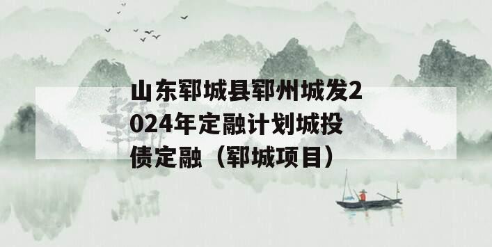 山东郓城县郓州城发2024年定融计划城投债定融（郓城项目）