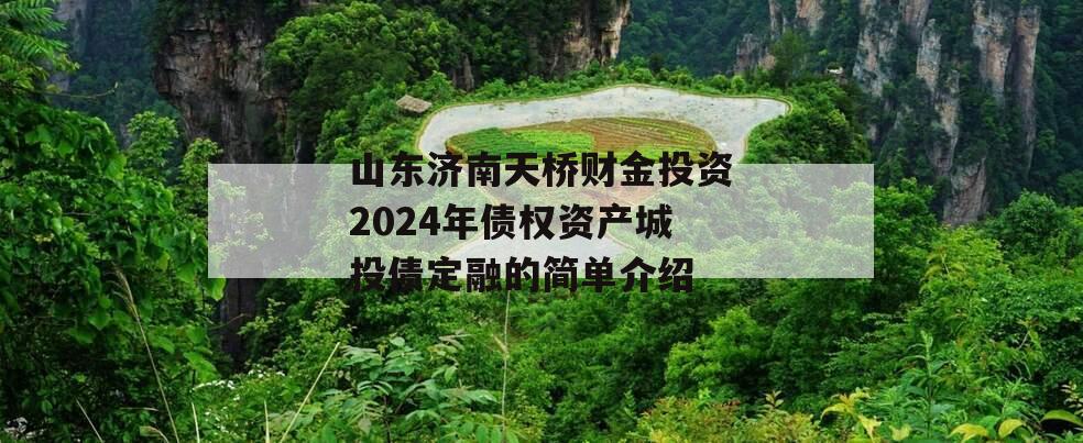 山东济南天桥财金投资2024年债权资产城投债定融的简单介绍