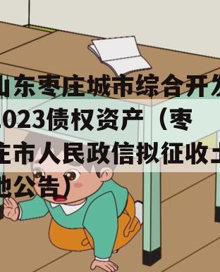 山东枣庄城市综合开发2023债权资产（枣庄市人民政信拟征收土地公告）