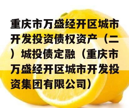 重庆市万盛经开区城市开发投资债权资产（二）城投债定融（重庆市万盛经开区城市开发投资集团有限公司）