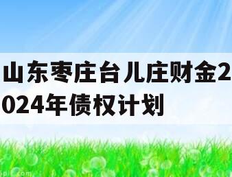 山东枣庄台儿庄财金2024年债权计划