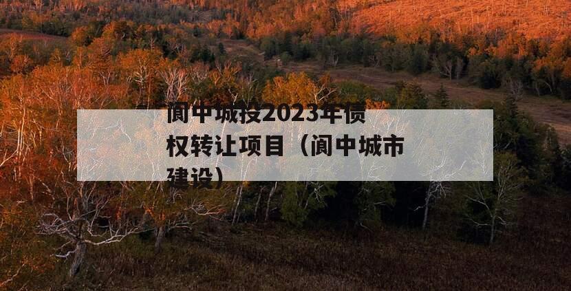 阆中城投2023年债权转让项目（阆中城市建设）