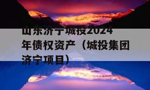 山东济宁城投2024年债权资产（城投集团济宁项目）