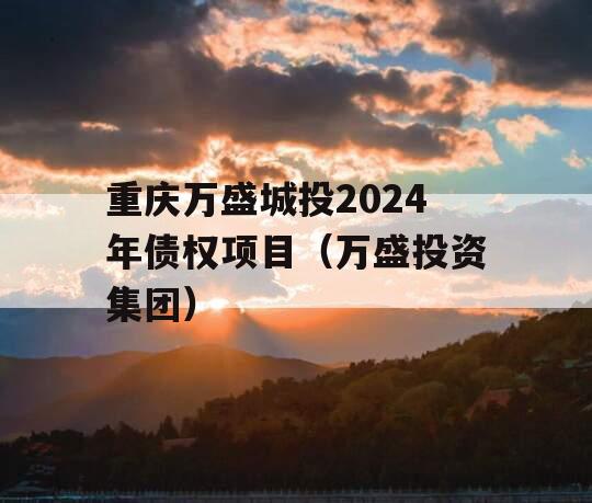 重庆万盛城投2024年债权项目（万盛投资集团）