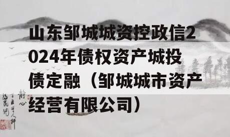 山东邹城城资控政信2024年债权资产城投债定融（邹城城市资产经营有限公司）