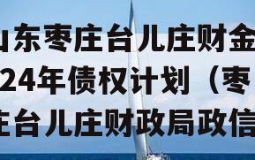 山东枣庄台儿庄财金2024年债权计划（枣庄台儿庄财政局政信）