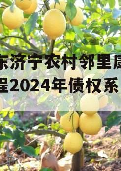 山东济宁农村邻里康养工程2024年债权系列